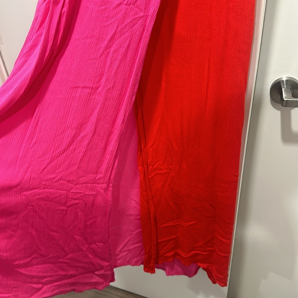 NWOT Red and Pink Color Block Maxi Dress - Picture 4 of 7